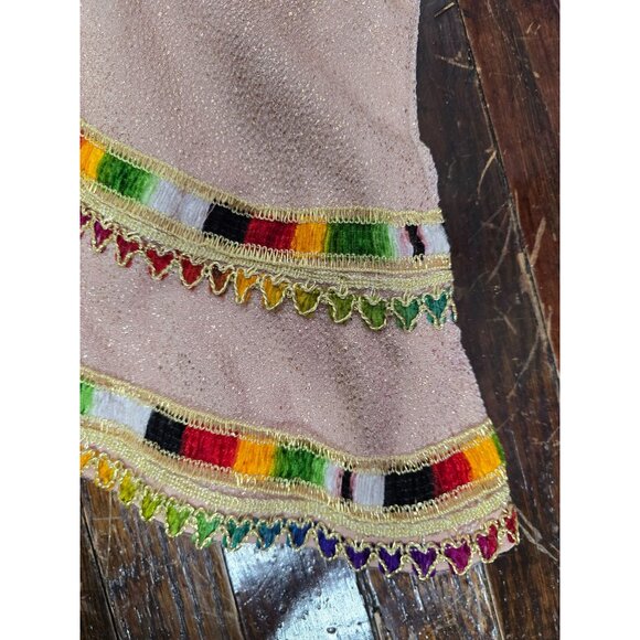 Vintage Handmade Bohemian Pink Glitter Embroidered Dress - Picture 2 of 15